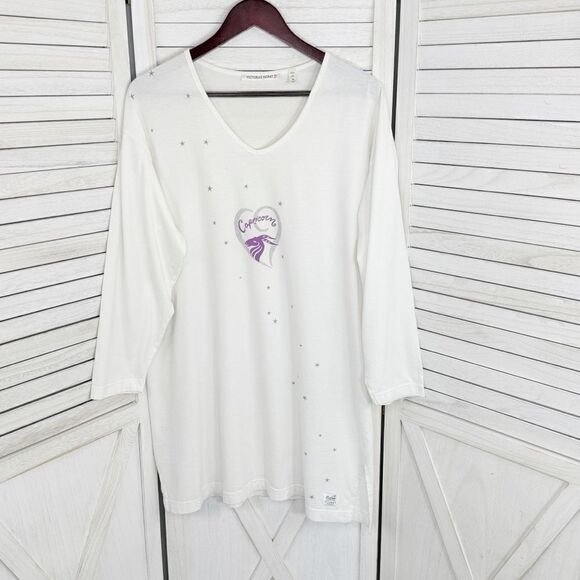Victoria’s Secret Vintage Capricorn Astrology Cotton Nightshirt White Small - Picture 7 of 11